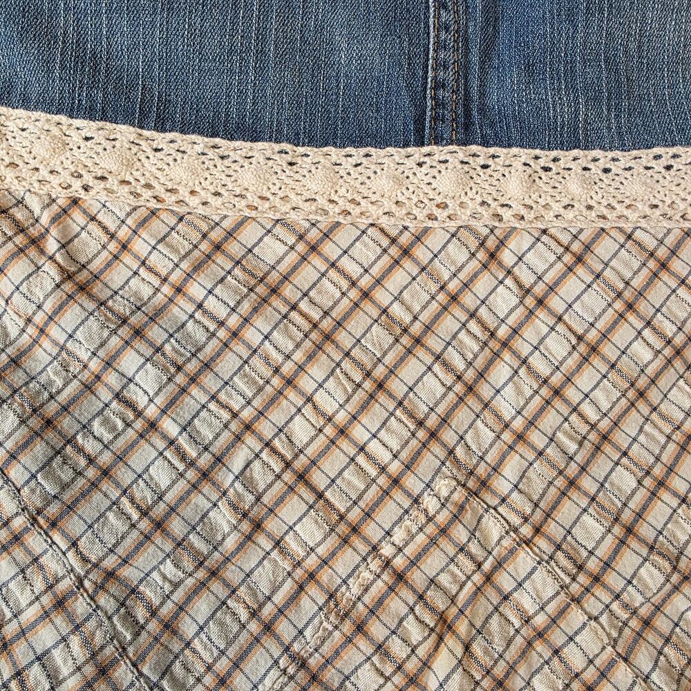 Vtg Y2K Candie's Denim Plaid Asymmetrical Lace Trim Handkerchief Midi Skirt - Picture 13 of 13